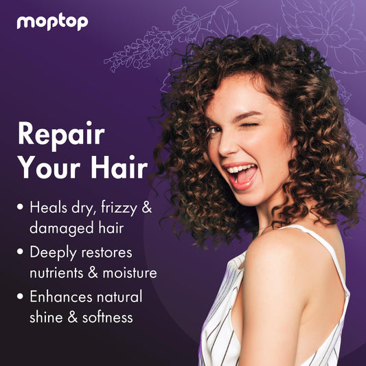 Moptop Salon Deep Conditioner, Hair Mask For All Hair Types, Hair Repair Cream, Intense Hydration For Dry, Damaged & Frizzy Curls, Paraben Free & Silicone Free