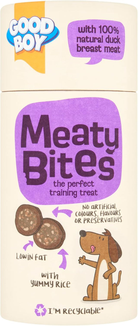 Good Boy Meaty Bites Duck With Rice - Low Fat Dog Treats - Bulk Box 6 X 70G