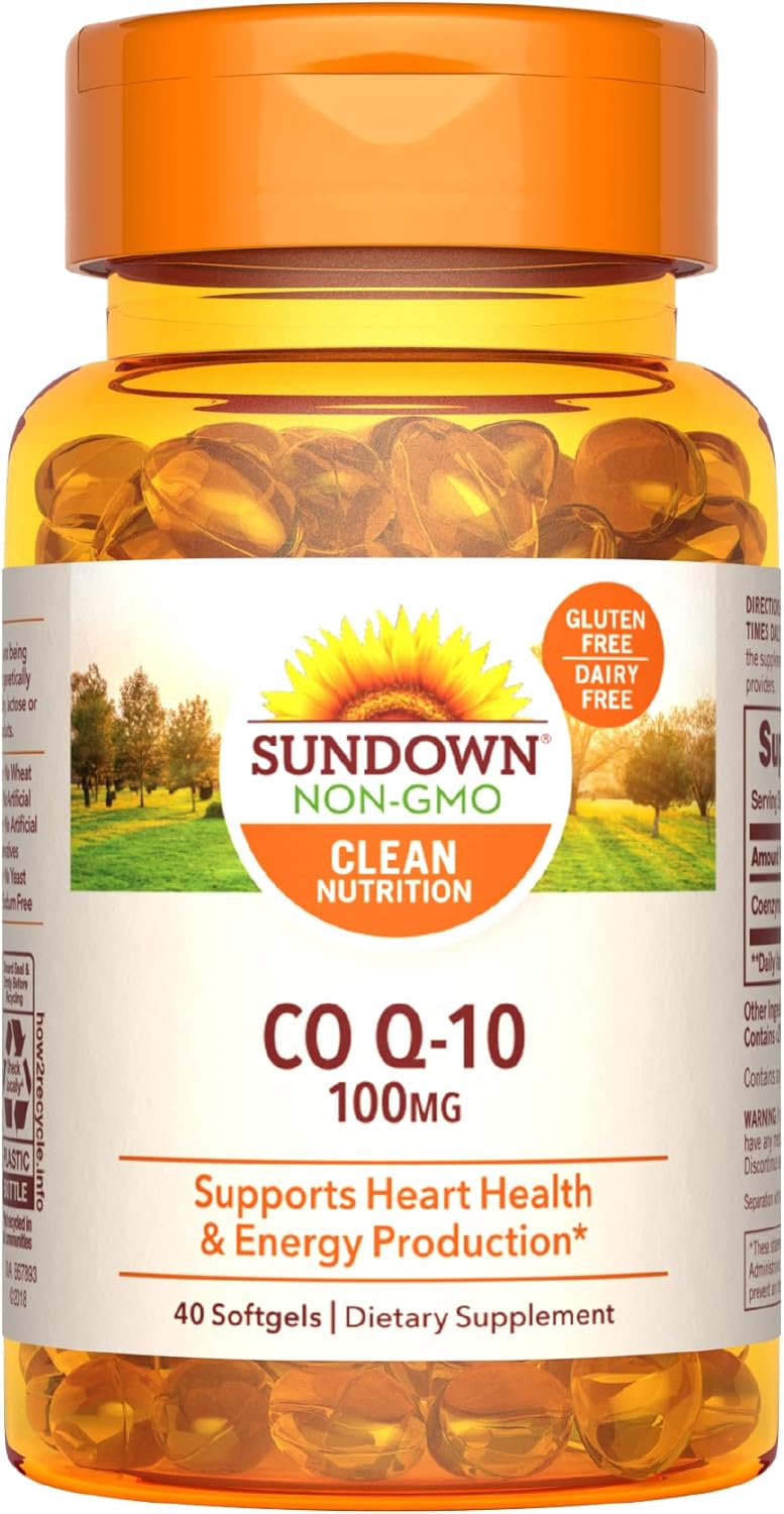 Sundown Coq10 100Mg Softgels, Supports Heart Health And Cellular Energy Production, 40 Count