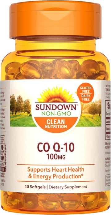 Sundown CoQ10 100mg Softgels, Supports Heart Health and Cellular Energy Production, 40 Count