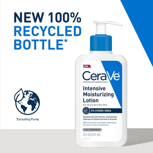 Cerave Intensive Moisturizing Lotion | Hydro-Urea + Shea Butter | Body Lotion For Dry Skin | Relieves Signs Of Extra Dry Skin | Non Greasy Hydrating Lotion For Rough, Tight, Red & Itchy Skin | 8Oz