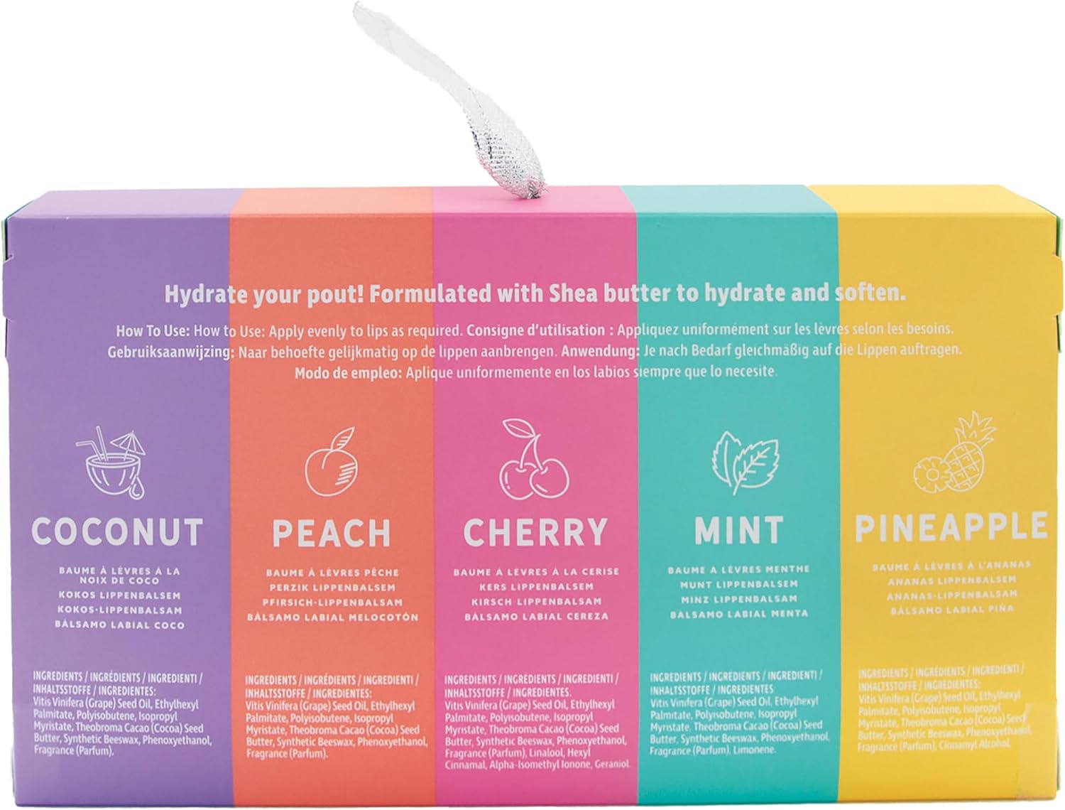 Yes Studio Fruit Drops Lip Balm Gift Set, 5 X 12Ml, Cruelty Free, Pineapple Mint Cherry Peach Coconut