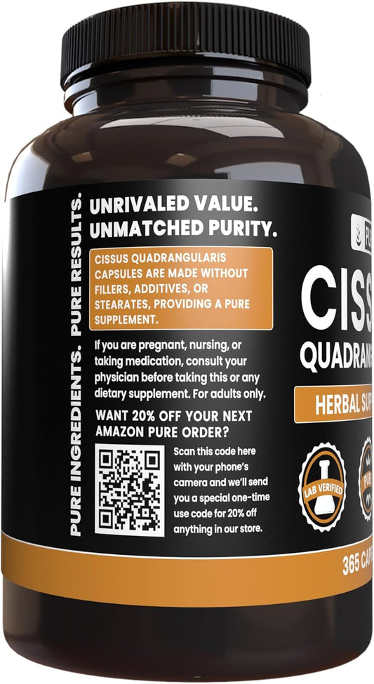 Pure Original Ingredients Cissus Quadrangularis (365 Capsules) No Magnesium Or Rice Fillers, Always Pure, Lab Verified