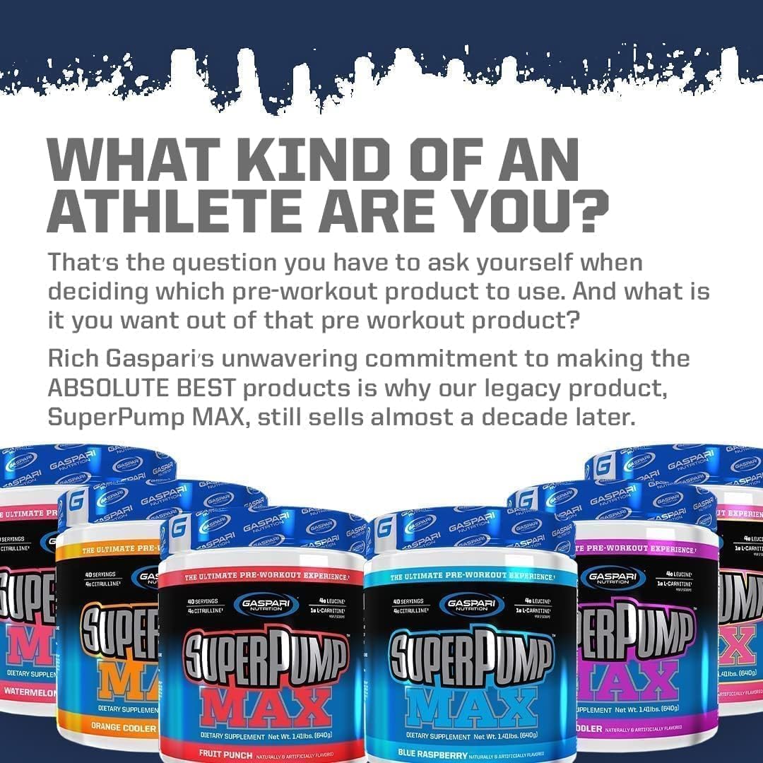 Gaspari Nutrition Superpump Max, The Ultimate Pre Workout Powder, Sustained Energy Preworkout, Nitric Oxide Booster, Muscle Growth, Recovery & Replenishes Electrolytes (40 Servings, Fruit Punch) : Health & Household