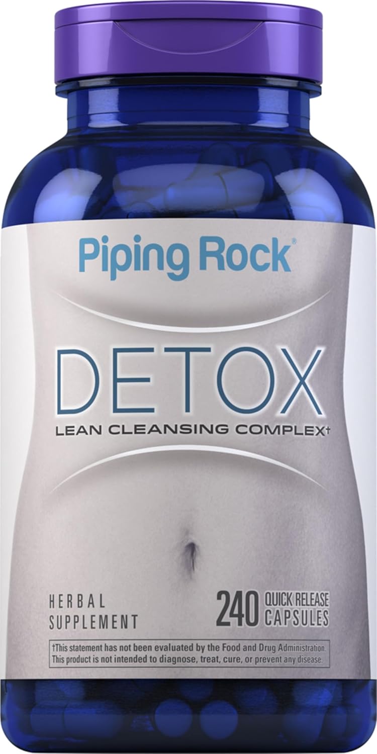 Piping Rock Detox Cleanse Capsules | 240 Pills | Herbal Complex | Lean Formula | with Dandelion Root Extract, Psyllium Husk, and Milk Thistle | Non-GMO, Gluten Free Supplement