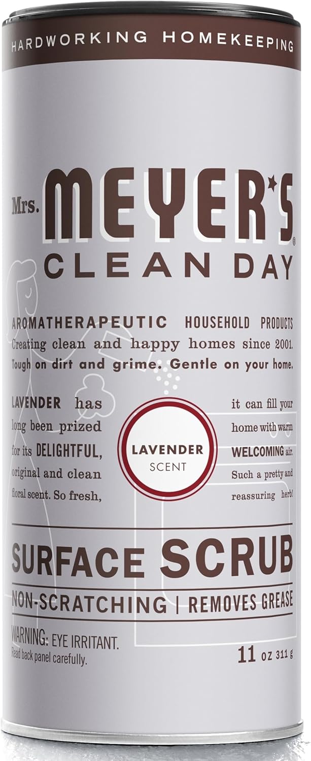 Mrs. Meyer'S Clean Day Multi-Surface Scrub, Non-Scratch Powder Cleaner, Removes Grime On Kitchen And Bathroom Surfaces, Lavender, 11 Oz