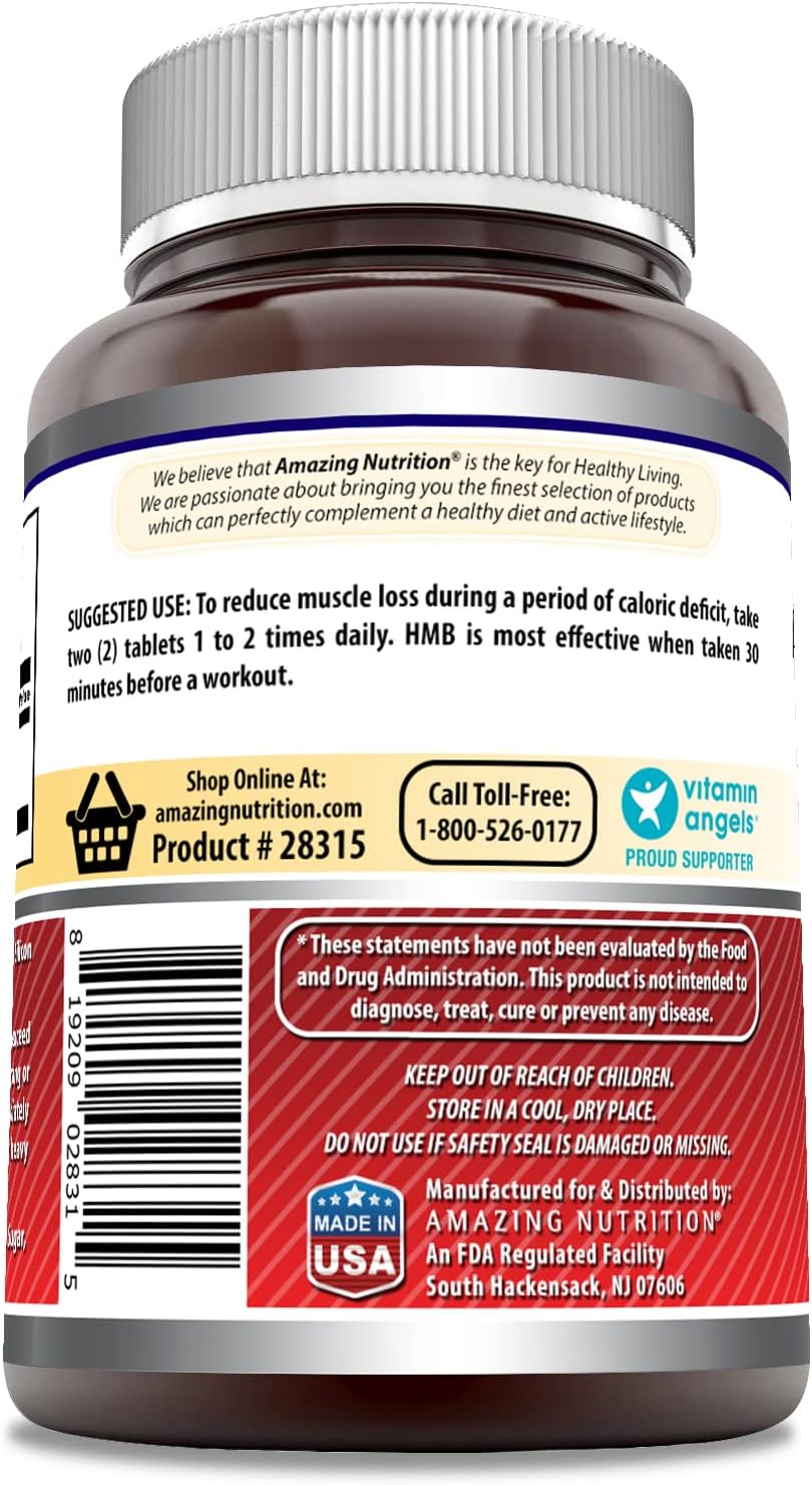 Amazing Formulas HMB (Beta-Hydroxy Beta-Methyutyrate) 2000mg per Serving 120 Tablets Supplement | Non-GMO | Gluten Free | Made in USA (1 Pack)