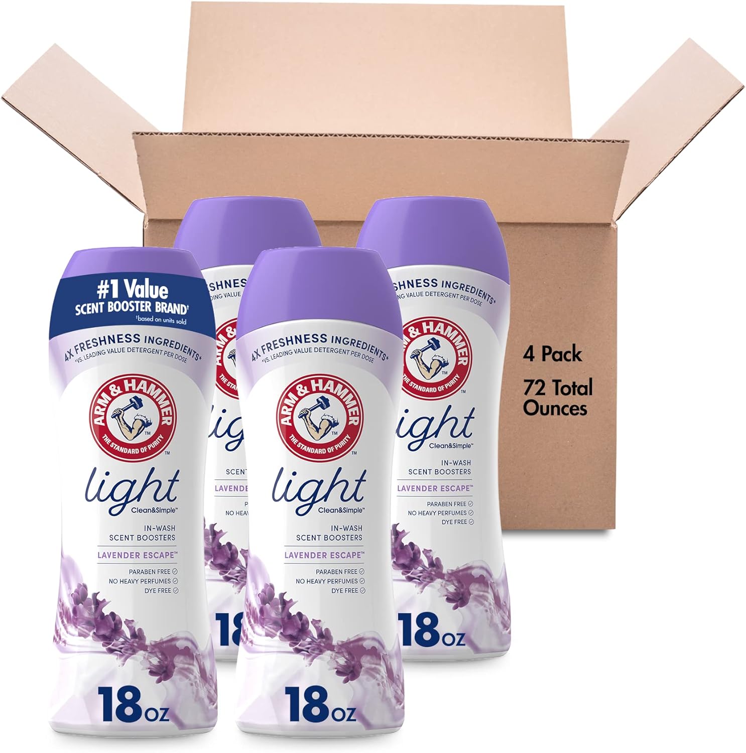 Arm & Hammer Light In-Wash Scent Booster Lavender Escape 18Oz (Pack Of 4)