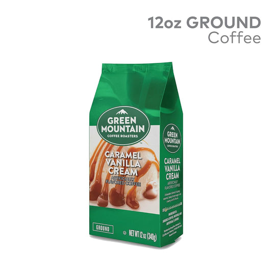 Green Mountain Coffee Roasters, Caramel Vanilla Cream, Ground Flavored Coffee, Light Roast, Bagged 12oz