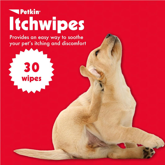 Petkin Anti Itch Wipes for Dogs and Cats, 60 Wipes, 2 Pack - Soothes Hot Spots, Skin Irritations and Scratching - Bitter Taste Stops Licking and Chewing - Super Convenient, Ideal for Home or Travel