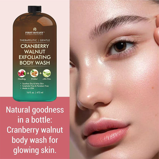 All Natural Body Wash - Fights Body Odor, Athlete’S Foot, Jock Itch, Nail Issues, Dandruff, Acne, Eczema, Shower Gel For Women & Men, Skin Cleanser -16 Fl Oz (Cranberry Walnut)