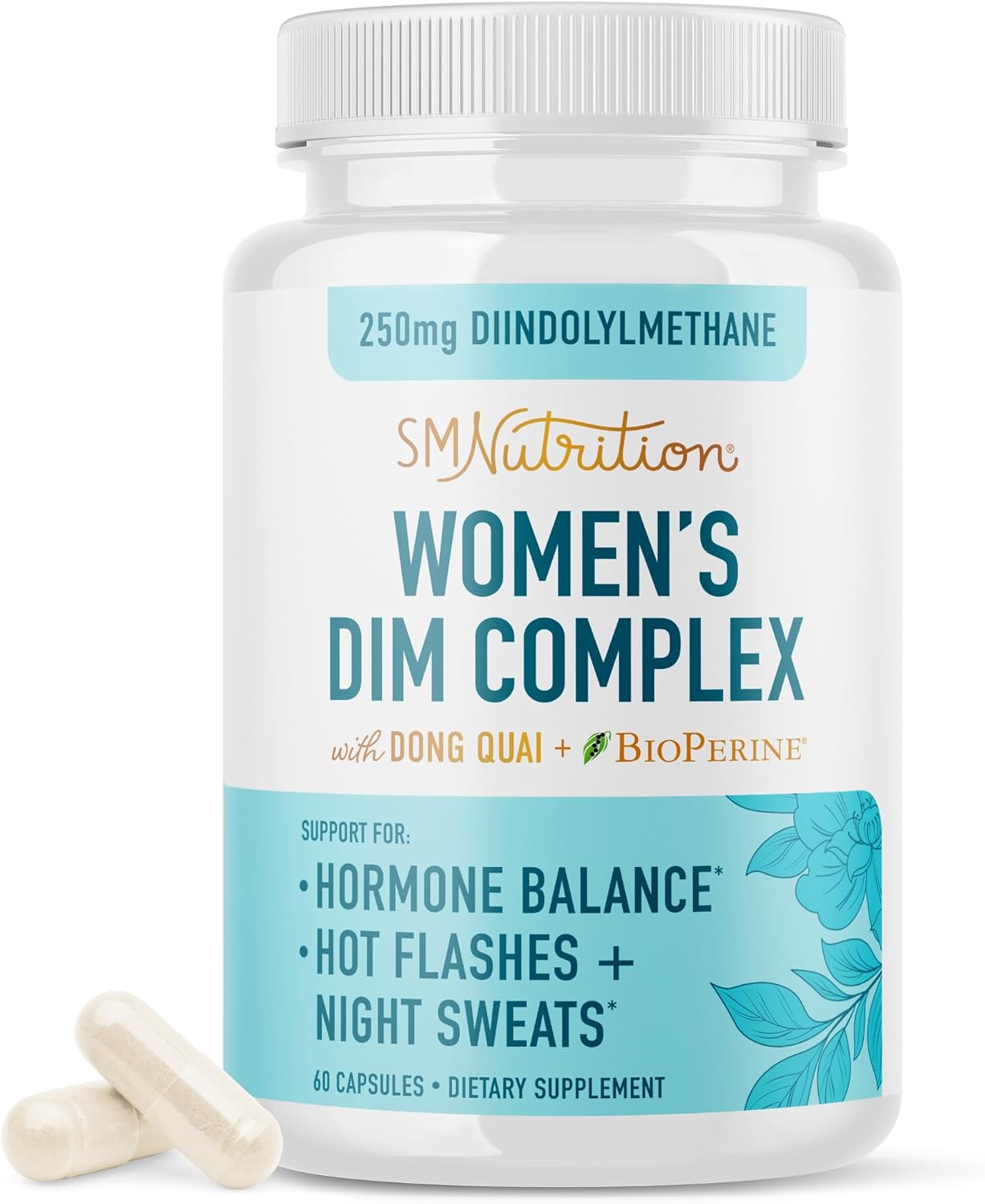 Dim Supplement Complex 250 Mg | Estrogen Balance For Women | Hormone Menopause Relief, Hot Flashes & Night Sweats, Pcos & Estrogen Metabolism Support Supplements With Dong Quai | Gluten-Free | 60 Ct