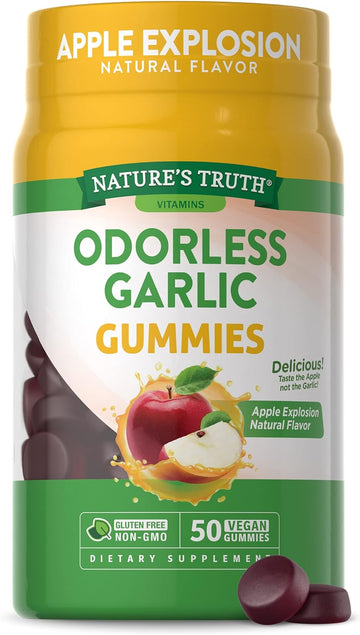 Nature's Truth Odorless Garlic Gummies | 50 Count | Vegan, Non-GMO & Gluten Free Supplement | Natural Apple Flavor