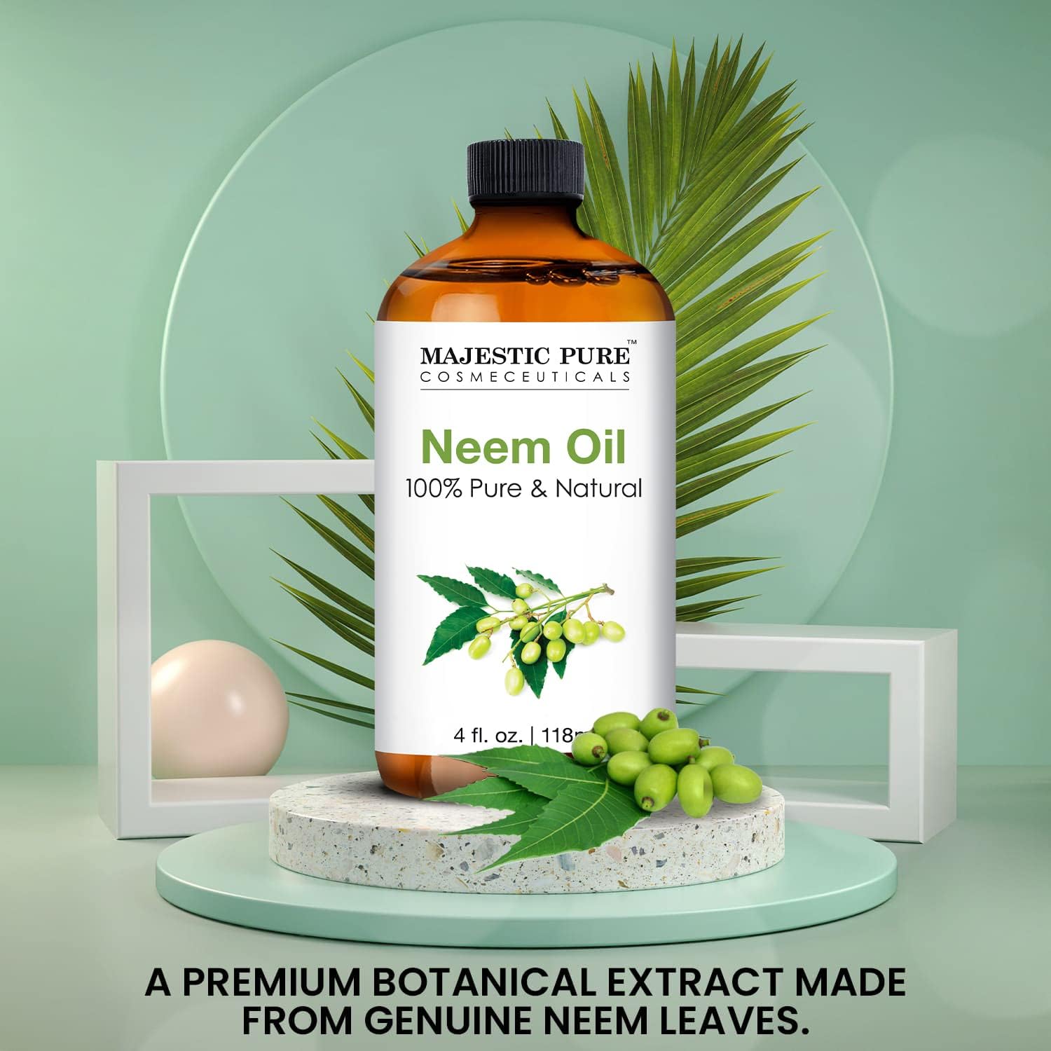 MAJESTIC PURE Neem Oil for Plants Spray and Essential Oils Mixing , 100% Pure Cold Pressed, Great for Skin / Hair Care, Massage Oil, Nails, Acne & Moisturizer for Dry Skin, 4 Fl Oz : Beauty & Personal Care