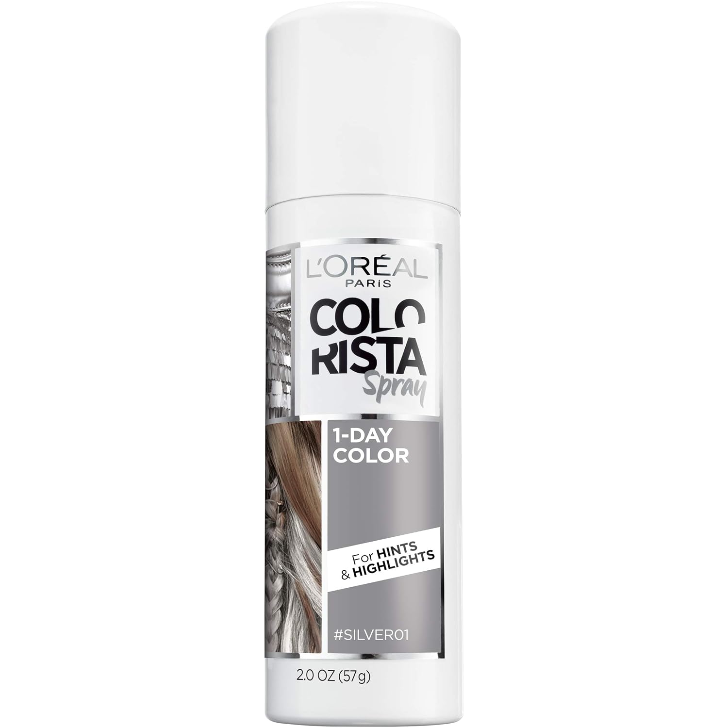 L'Oreal Paris Colorista 1-Day Washable Temporary Hair Color Spray, Silver, 2 Ounce