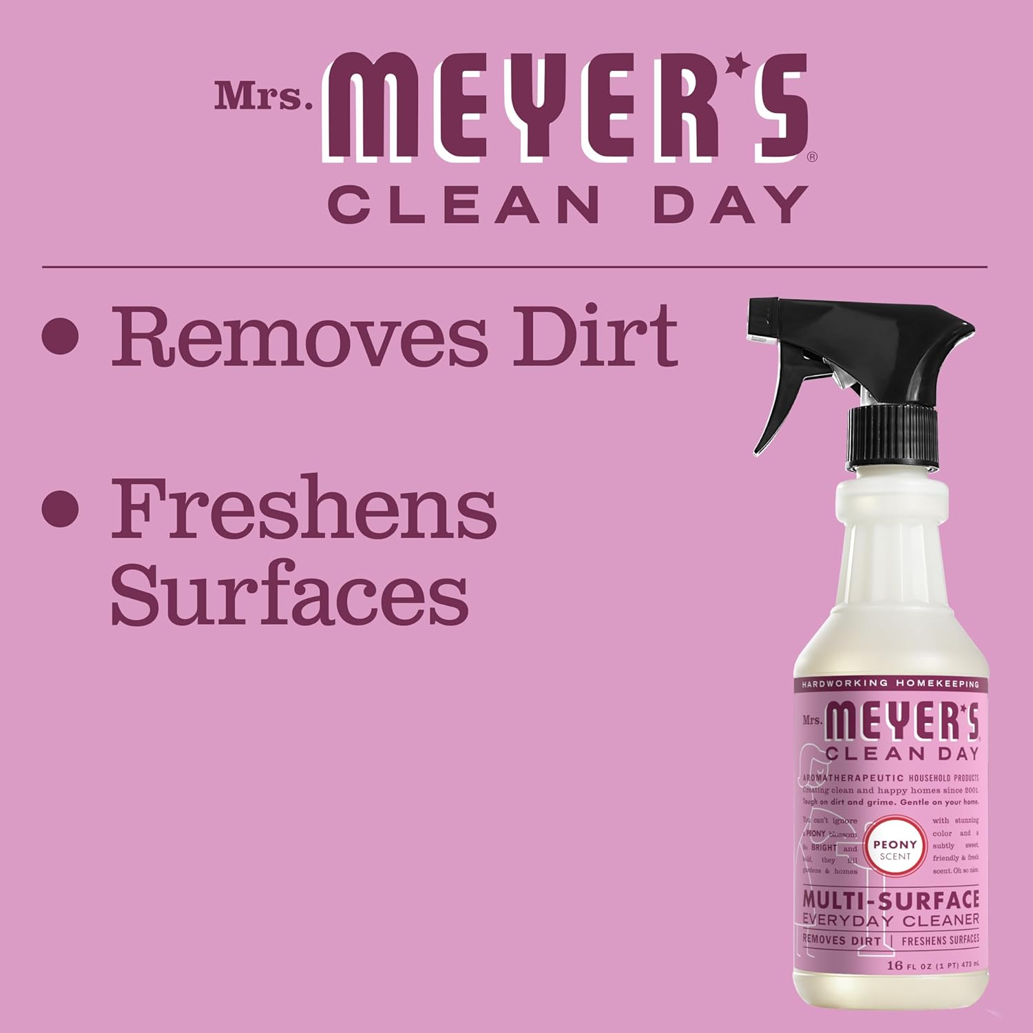 Mrs. Meyer'S Clean Day All-Purpose Cleaner Spray, Peony, 16 Fl. Oz - Pack Of 3