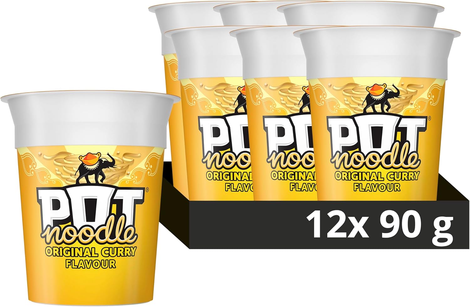 Pot Noodle Original Curry Standard Pot Instant Vegetarian Snack Quick To Make Noodles 12X 90 G