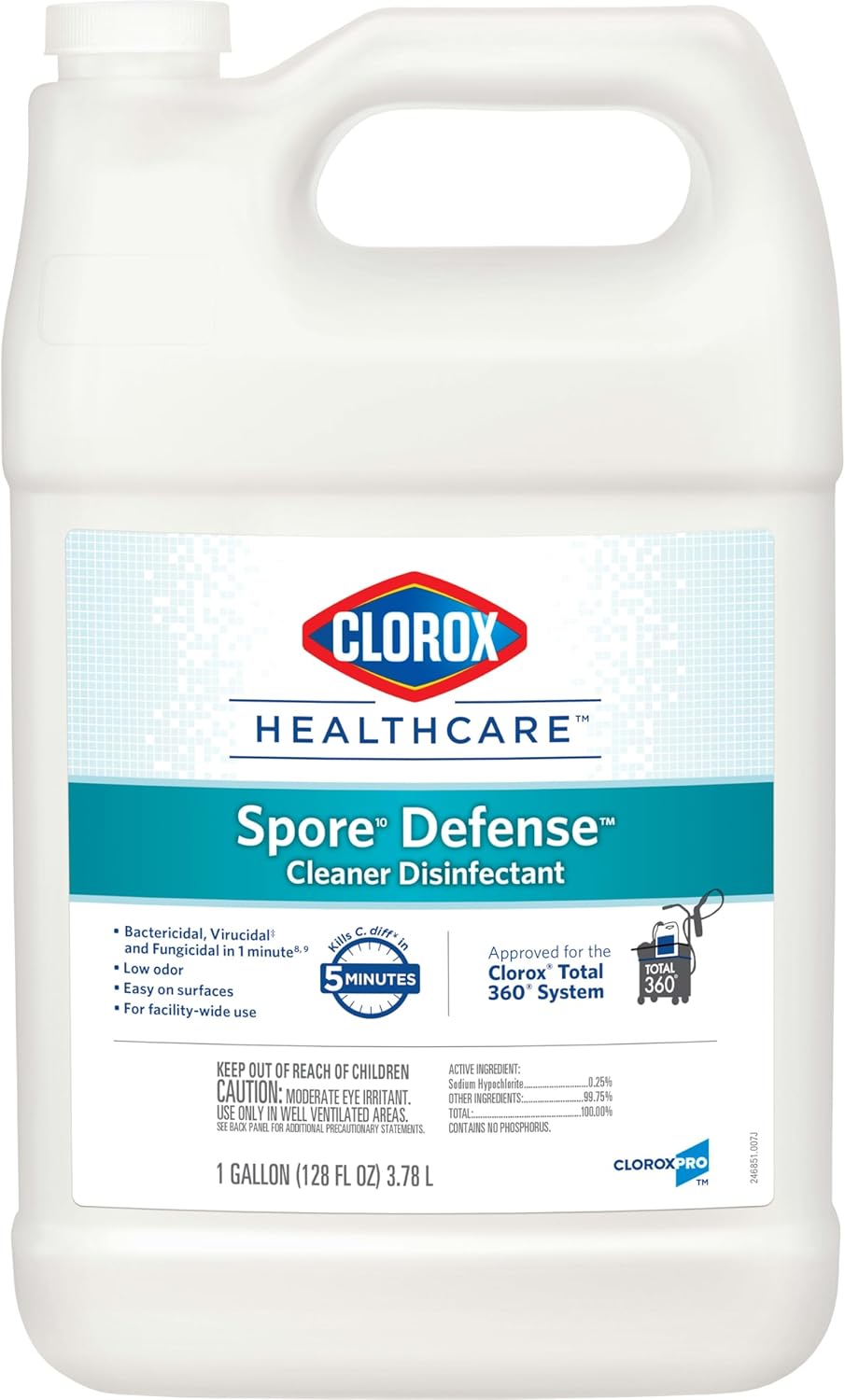 Clorox Healthcare Spore Defense Cleaner Disinfectant, Closed System Refill Bottle, 128 Fl Oz (Package May Vary) (32122)