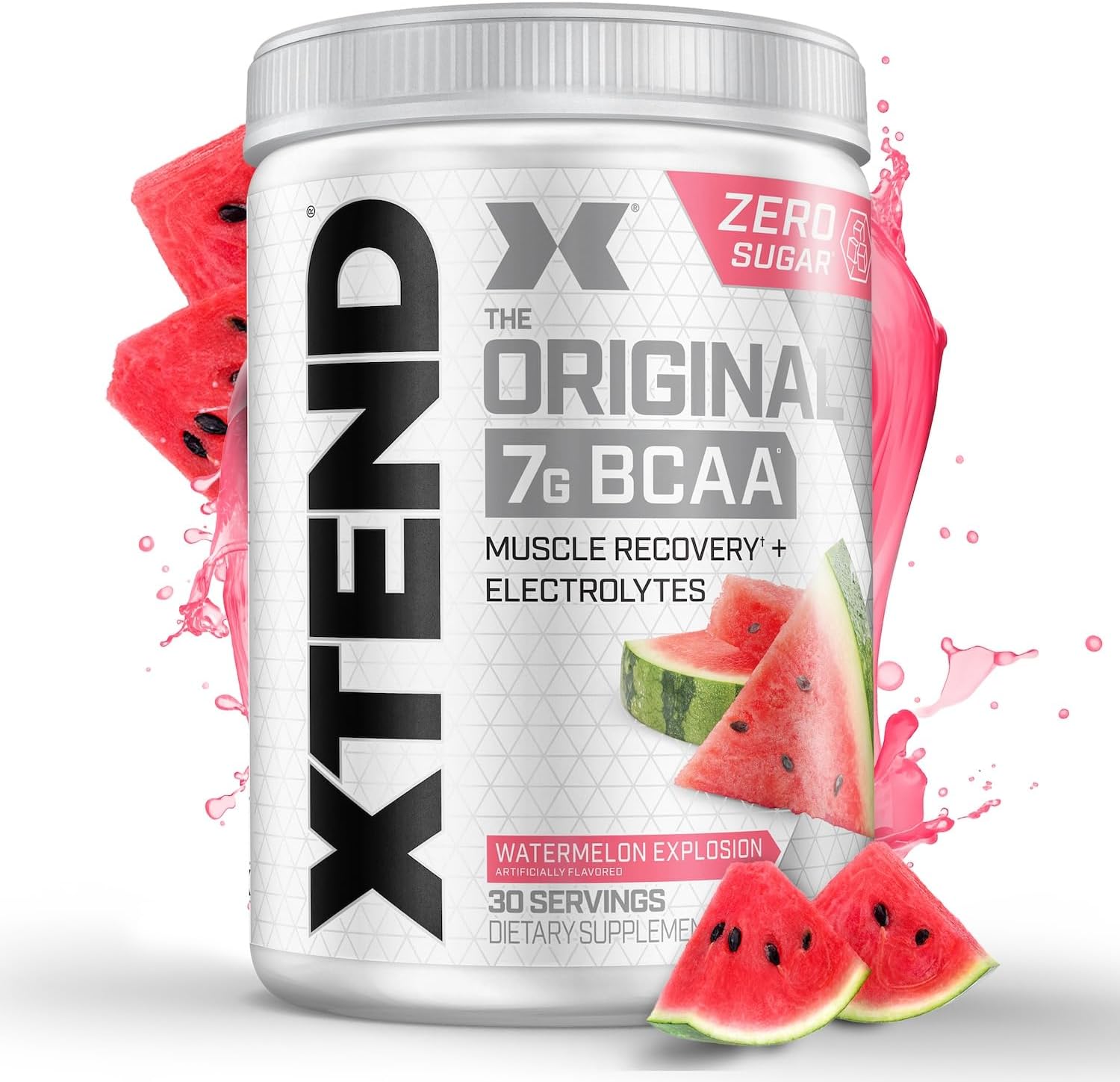 Xtend Original Bcaa Powder Watermelon Explosion | Sugar Free Post Workout Muscle Recovery Drink With Amino Acids | 7G Bcaas For Men & Women | 30 Servings