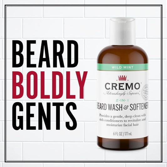 Cremo Wild Mint Beard and Face Wash, Specifically Designed to Clean Coarse Facial Hair, 6 Fluid Oz
