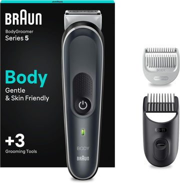 Braun Body Groomer 3, Manscaping Tool For Men With Skinshield Technology, Sensitive Comb, Wet & Dry, 100% Waterproof, Uk 2 Pin Plug, Bg3350, Black/Grey