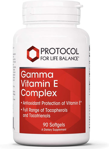 Protocol Gamma E Toco Complex - Vitamin E 300mg - Antioxidant Support* - for Cardiovascular Health & Brain Health* - with Tocotrienols - Halal & Dairy Free - 90 Softgels