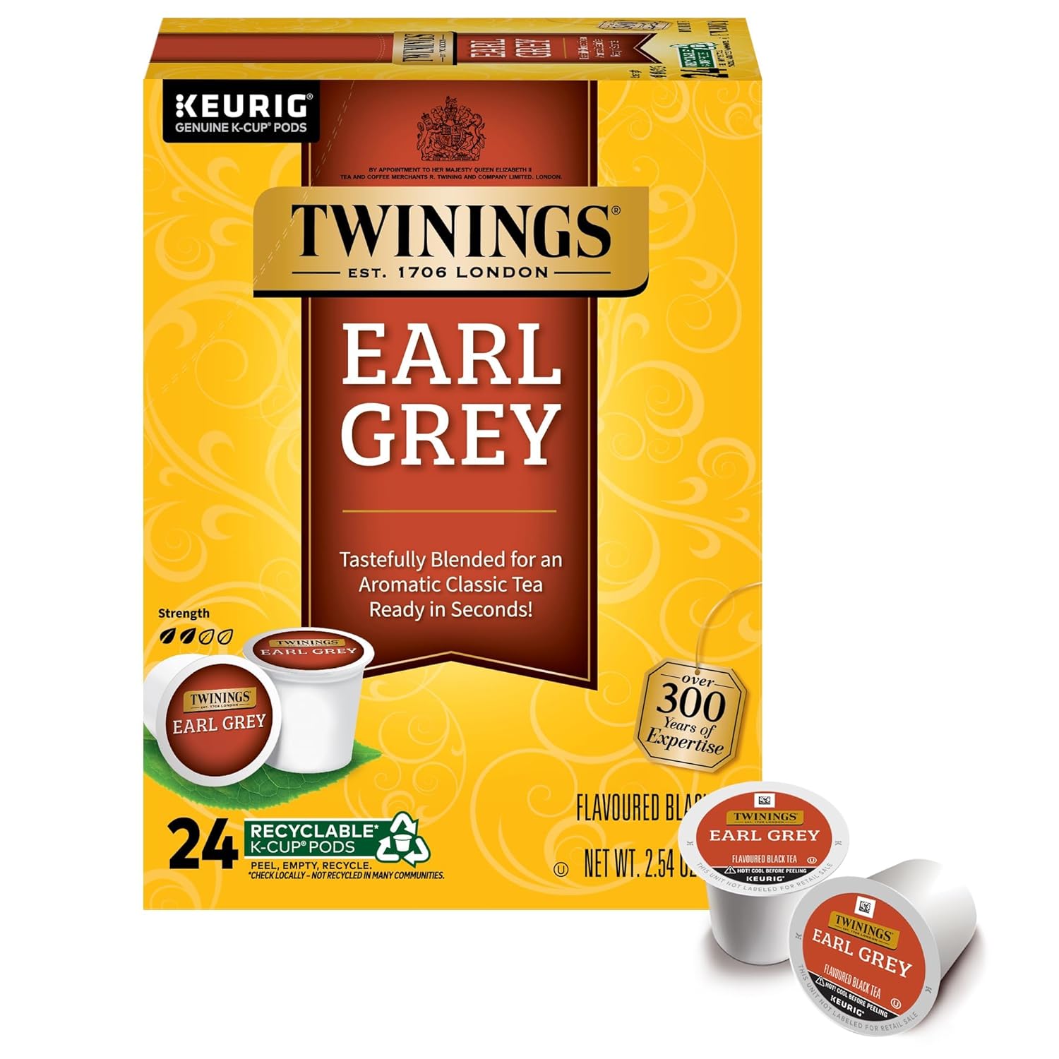 Twinings Earl Grey Black Tea K-Cup Pods For Keurig, 24 Count (Pack Of 1), Flavoured With Citrus And Bergamot, Caffeinated, Enjoy Hot Or Iced | Packaging May Vary