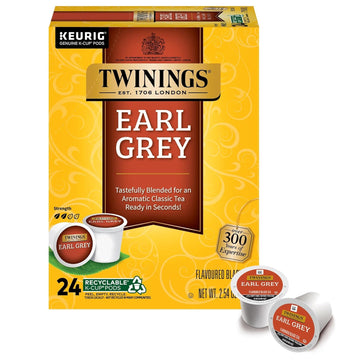 Twinings Earl Grey Black Tea K-Cup Pods For Keurig, 24 Count (Pack Of 1), Flavoured With Citrus And Bergamot, Caffeinated, Enjoy Hot Or Iced | Packaging May Vary