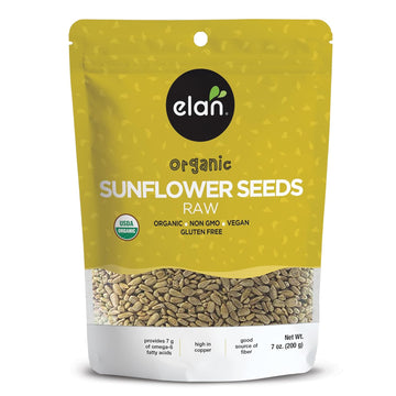 Elan Organic Raw Sunflower Seeds, 7.1 Oz, Unsalted Kernels, Shelled Seeds, No Shell, Non-Gmo, Vegan, Gluten-Free, Kosher, All Natural Snacks & Toppings