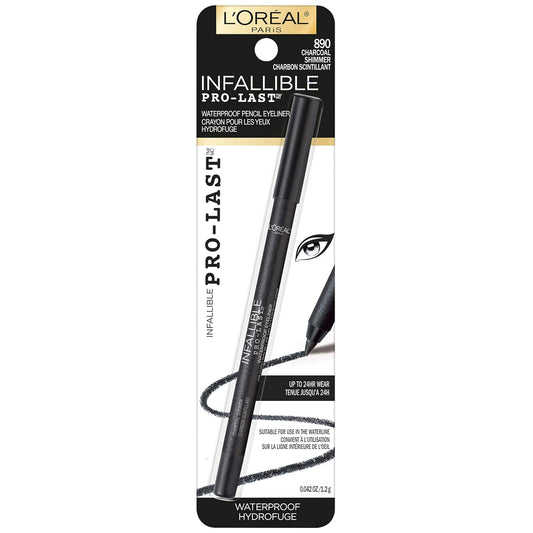 L'Oreal Paris Makeup Infallible Pro-Last Pencil Eyeliner, Waterproof And Smudge-Resistant, Glides On Easily To Create Any Look, Black Shimmer, 0.042 Oz