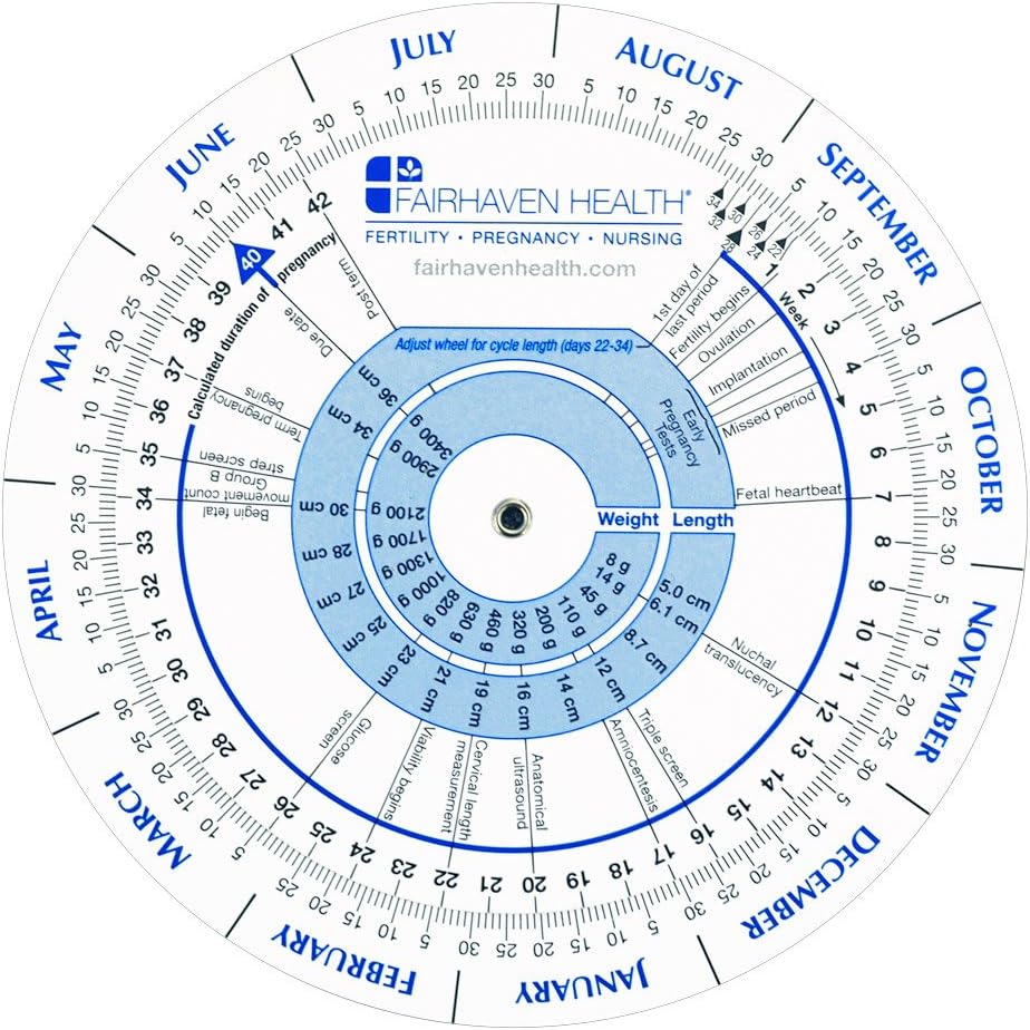 Fairhaven Health Pregnancy Wheel And Ovulation Calendar, Fertility Predictor And Tracker For Mom, Women, Patients, Nurses, Doctors, Midwives, Track Pregnancy, Irregular Menstrual Cycles For Conception