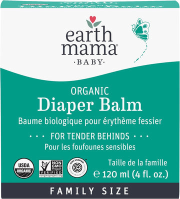 Earth Mama Organic Economy Size Diaper Balm | Diaper Cream For Baby | Ewg Verified, Petroleum & Artificial Fragrance-Free With Calendula For Sensitive Skin, 4-Fluid Ounce