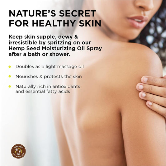 Hemp Seed Moisturizing Oil Spray, Moroccan Nights - 8 Oz - Smooth, Moisturize & Protect Skin - With Vitamin E + Hemp Seed, Coconut & Avocado Oils - Vegan, Cruelty Free