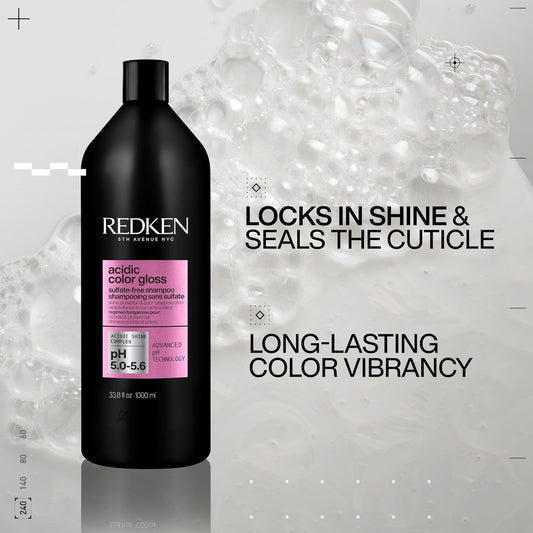 Redken Acidic Color Gloss Sulfate-Free Shampoo For Color Protection And Shine To Help Extend Color & Shine For Color-Treated Hair