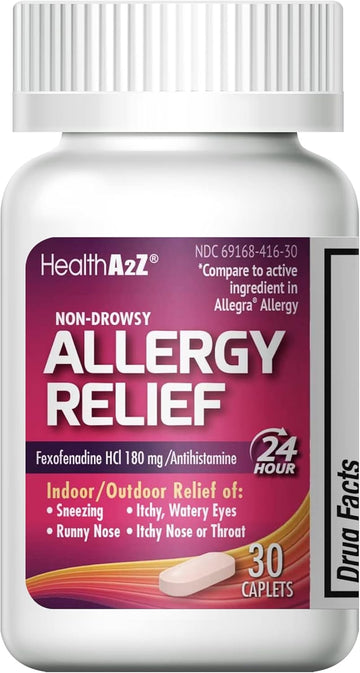 Healtha2Z Fexofenadine Hydrochloride 180Mg, Antihistamine For Allergy Relief, Non-Drowsy, 24-Hour Antihistamine For Allergy Relief 30 Count