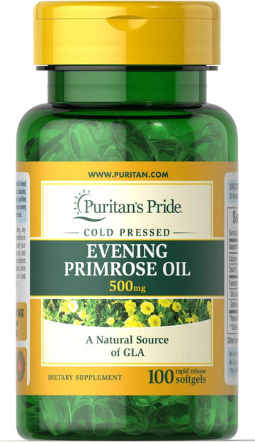 Puritan's Pride Evening Primrose Oil 500 mg with GLA, White, 100 Count (Pack of 1)