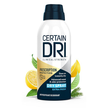 Certain Dri Prescription Strength Clinical Antiperspirant Deodorant Dry Spray, Hyperhidrosis Treatment For Men & Women, Long-Lasting 72Hr Protection, Whole Body Deodorant, Extra Fresh Scent, 4.2Oz