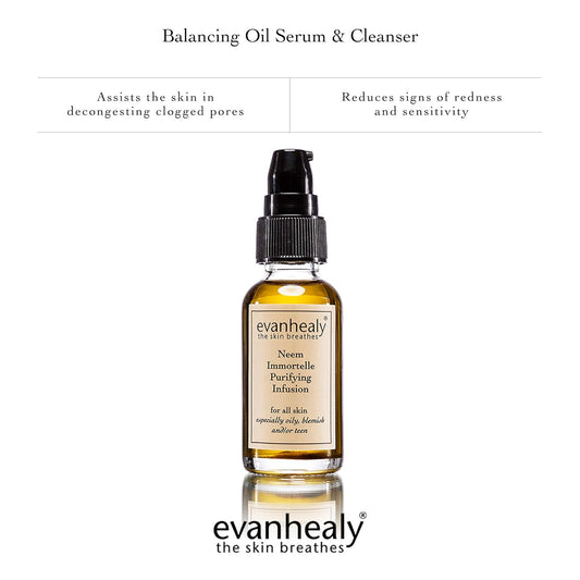 Evanhealy Neem Immortelle Purifying Infusion | Facial Oil Serum & Cleanser For Congested & Sensitive Skin | Pore Minimizer Serum For Face | Balancing Ayurveda Oil For Face | Vitamin E Oil Face Serum