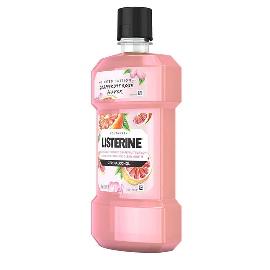 Listerine Zero Alcohol Mouthwash, Oral Rinse Kills Up To 99% Of Bad Breath Germs, Limited Edition Grapefruit Rose Flavor, 500 Ml