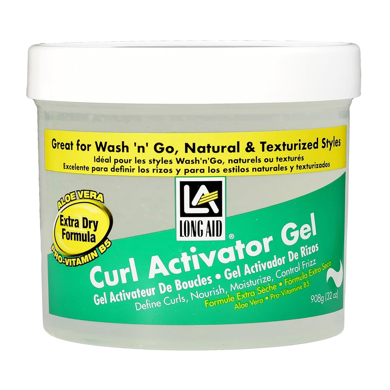 Ampro Long-Aid Activator Gel - Enriched With Aloe Vera, Protein, And Vitamin B Complex - Brings Essential Moisture To Strands - Defines Your Natural Curls - Extra Dry - 32 Oz