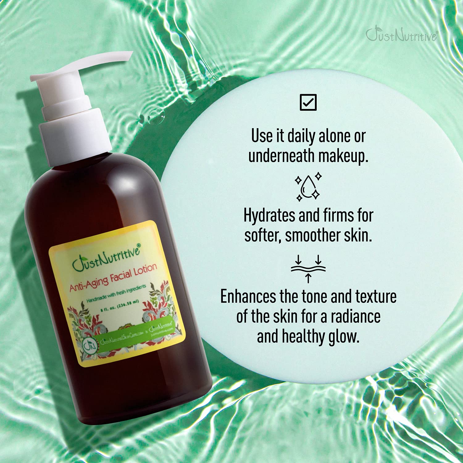Just Nutritive Anti-Aging Nutritive Facial Lotion | Anti-Aging Treatment | Nutritive Ingredients To Help Your Skin Repair And Renew Itself | Wrinkle Treatment | Eye Bags | Fine Lines 8 Fl Oz : Beauty & Personal Care
