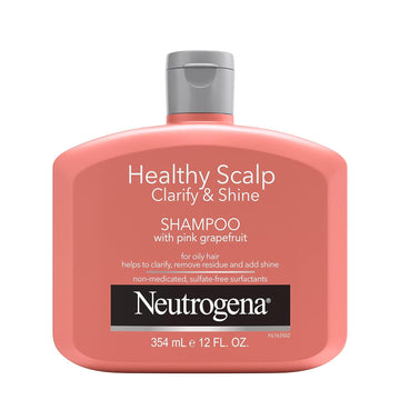 Neutrogena Exfoliating Healthy Scalp Clarify & Shine Shampoo For Oily Hair And Scalp, Anti-Residue Shampoo With Pink Grapefruit, Ph-Balanced, Paraben & Phthalate-Free, Color-Safe, 12Oz