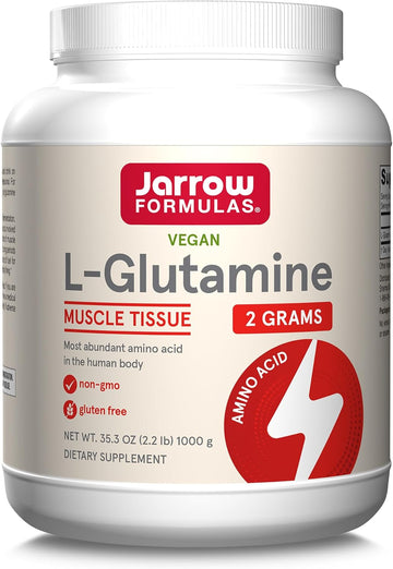 Jarrow Formulas L-Glutamine 2 G, Dietary Supplement For Muscle Tissue, Multifunctional Amino Acid, Immune Support, 1000 G (2.2 Lb) Powder, Approximately 500 Day Supply