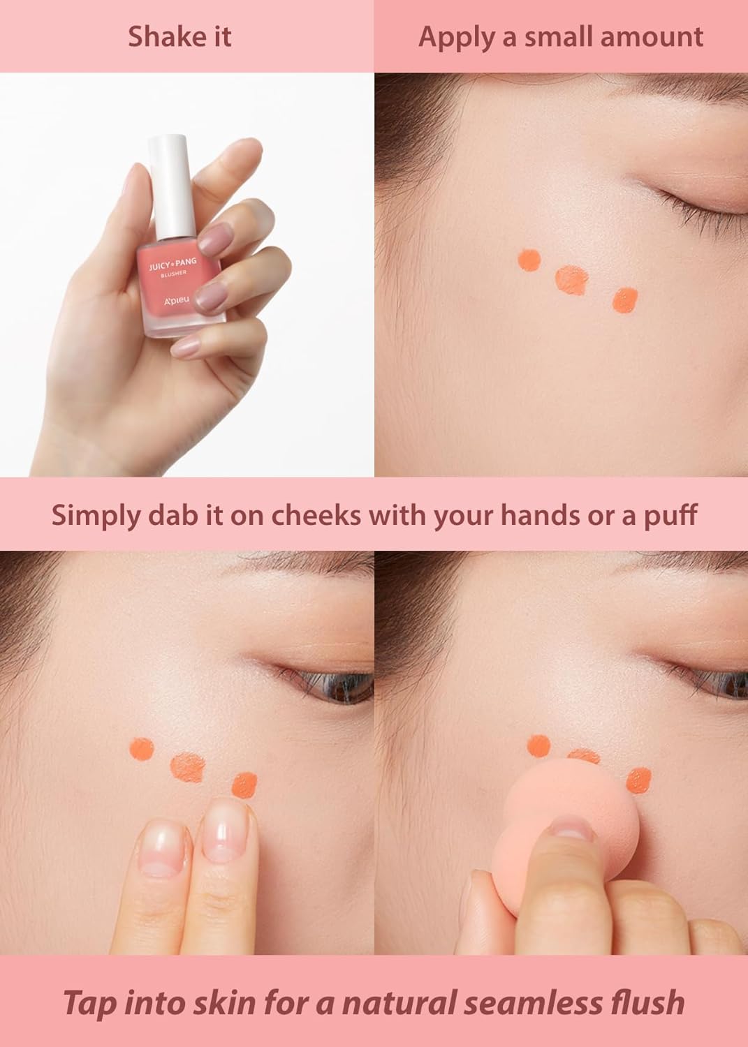 A'Pieu Juicy-Pang Water Blusher (Pk04 - Dewey Grapefruit Pearl) Korean Liquid Blush For Cheeks K Beauty Makeup