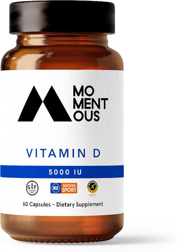 Momentous Vitamin D3 Supplement - 5000 Iu Capsules For Foundational Health Support - Nsf Certified, Gluten Free, 60 Servings