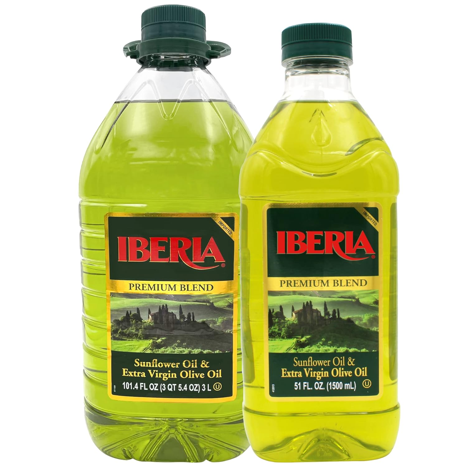 Iberia Sunflower & Extra Virgin Olive Oil Blend, 3 Liter + Iberia Extra Virgin Olive Oil & Sunflower Oil Blend, 51 fl oz : Grocery & Gourmet Food