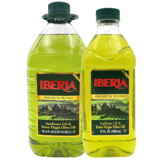 Iberia Sunflower & Extra Virgin Olive Oil Blend, 3 Liter + Iberia Extra Virgin Olive Oil & Sunflower Oil Blend, 51 fl oz : Grocery & Gourmet Food