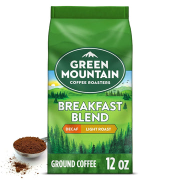 Green Mountain Coffee Roasters, Breakfast Blend Decaf, Ground Coffee, Decaffeinated, Light Roast, Bagged 12oz