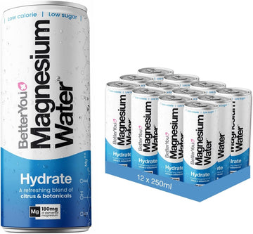 Betteryou Magnesium Mineral Water, Hydrate, Rapid Replenishment For Exercise Recovery And Stress Relief, Boosts Cellular Fuel, Magnesium Glycinate With Citrus And Botanicals, Pack Of 12, 250 Ml