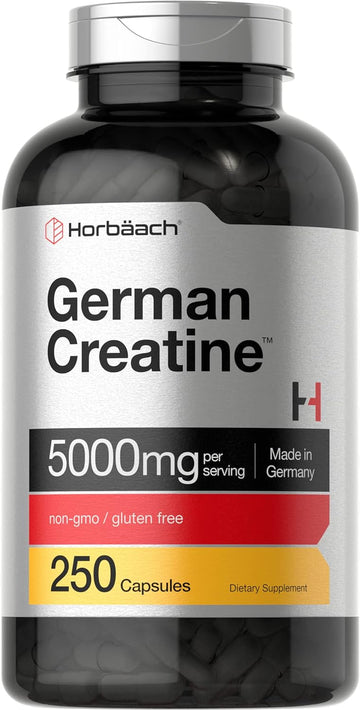 Horbäach German Creatine Monohydrate 5000Mg | 250 Capsules | Non-Gmo, Gluten Free Supplement